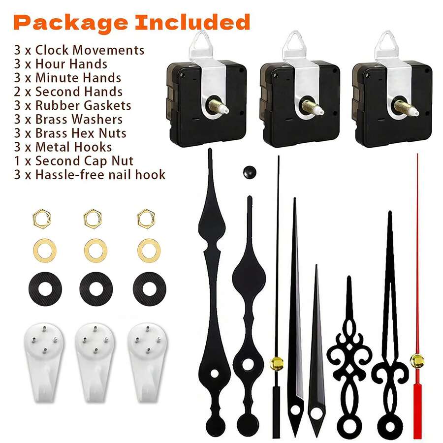 3 Sets Of Quartz Clock Movements, Shaft Length: 16mm, 18mm, 23mm, Includes 3 Pairs Of Clock Hands, For Repair, Replacement And DIY Wall Clock/Desk Clock, Suitable For Home And Office Decor, Thoughtful Gift For Clock Enthusiasts