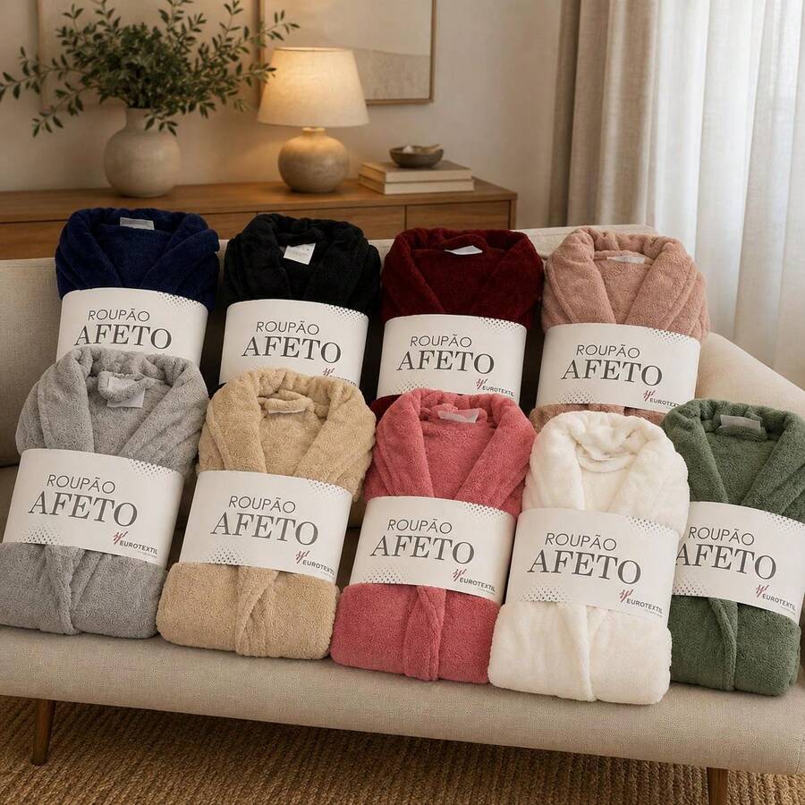 Roupão Unisex Quentinho Inverno Tamanho Único Manga Comprida - Azul Marinho - Visão 1