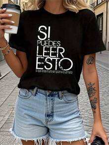 2026 new Camisetas Para Mujer Camiseta Y2K con diseño único y divertido que dice "Si puedes leer esto es que eres mucho más inteligente de lo que piensas" perfecta para los amantes de la moda y el humor moderno ideal para destacar en cualquier ocasión. Calidad y estilo en una sola pieza. - Negro - Ver 6