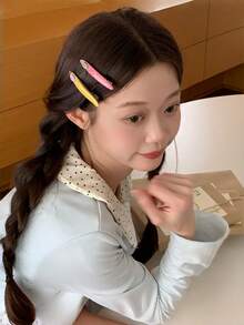 8件裝可愛波點髮夾，彩色手工髮飾，適合女性與女孩，適用於瀏海、化妝與日常造型（不含紙卡） - 彩色 - 查看 3