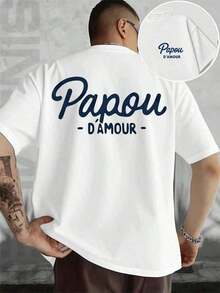2026 Papou D'Amour White T-Shirt, Men's Fashion, Summer, Men's T-Shirt, Double-Sided Print, Casual, Round Neck, 220 G/M², Pure Cotton (1 Piece) Y2ksommer T Shirt - 白色 - 查看 1