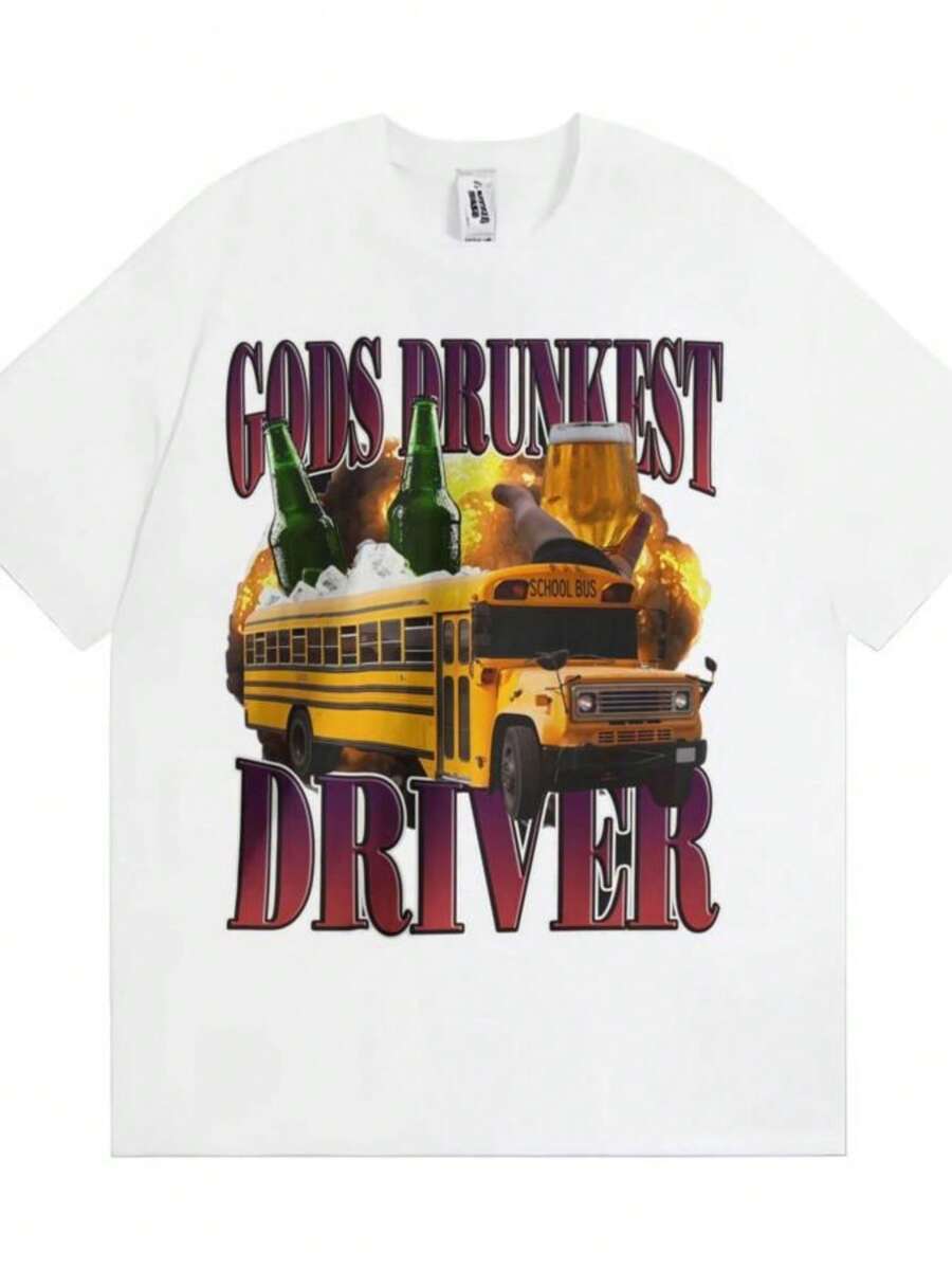 Women's Blouses Funny Gods Drunkest Driver Humor T-Shirts Drinking And Driving Meme T Shirts Men Women Casual Cotton Oversized T Shirt - 白色 - 查看 1