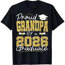 Orgulloso Abuelo de un Graduado de 2026, Camiseta para Familia Graduada de 2026, Ropa Cómoda para el Hogar, Moda Diaria, Ropa para Fiestas, Estilo Unisex, Camiseta de Regalo, Tallas S - XXXXL, Negra - Negro 17 - Ver 7