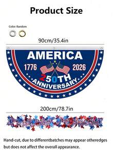 3/1件装 7月4日爱国彩色旗帜 - 美国国旗，美国建国250周年纪念旗，7月4日派对装饰，1776-2026年美国建国250周年纪念版国旗，室内/室外悬挂装饰，生日装饰，花园旗，背景挂毯，扇形旗 - 多色- - 查看 7