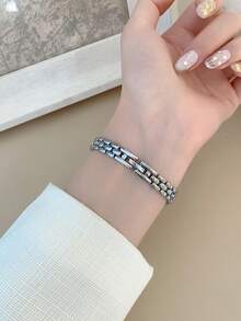 1 件女士金色椭圆形石英表，优雅时尚，适合日常佩戴、生日、毕业礼物、休闲聚会和派对。 - 銀色 - 查看 6