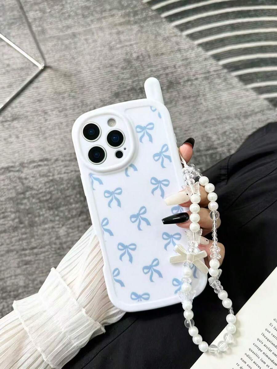 1 chiếc ốp lưng điện thoại chống rơi mới, in hình nơ lớn cá nhân hóa, vỏ mềm bóng bẩy kèm phụ kiện vòng tay hạt cườm, tương thích với iPhone 17pro/17Air/17/17promax 16/11/16pro/16plus/16promax/16e/15Promax/13/14/12/XS/XR/7G/8P3, 14, 11, P12 - Nhiều màu - Xem 1