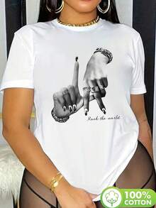 Camiseta de Mujer, Top de Manga Corta a la Moda, Camiseta de Manga Corta para Uso Diario en Primavera, Verano y Otoño, Blusa de Mujer, Top Casual de Mujer, Camiseta YK2 para Mujer, Regalo de Vacaciones para Mamá, Ideal para Looks Diarios a la Moda - Blanco - Ver 1