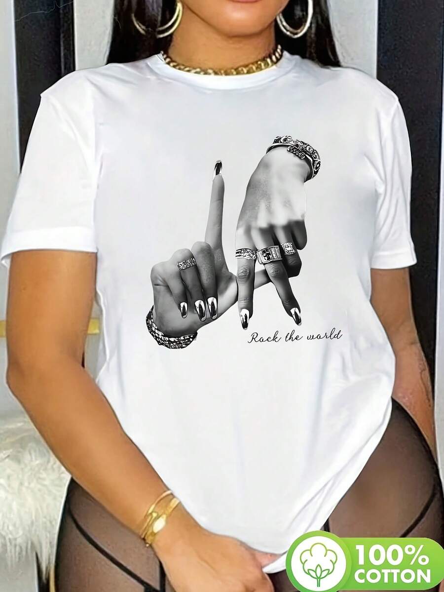 Camiseta de Mujer, Top de Manga Corta a la Moda, Camiseta de Manga Corta para Uso Diario en Primavera, Verano y Otoño, Blusa de Mujer, Top Casual de Mujer, Camiseta YK2 para Mujer, Regalo de Vacaciones para Mamá, Ideal para Looks Diarios a la Moda - Blanco - Ver 1