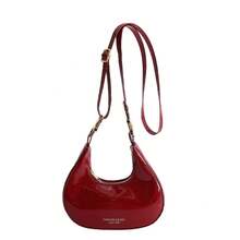 Niche Hand-Carrying Crescent Moon Bag Retro Simple Glossy One-Shoulder Female Bag Ins Style Temperament All-Match Ladies Messenger Bag - Brown - View 10