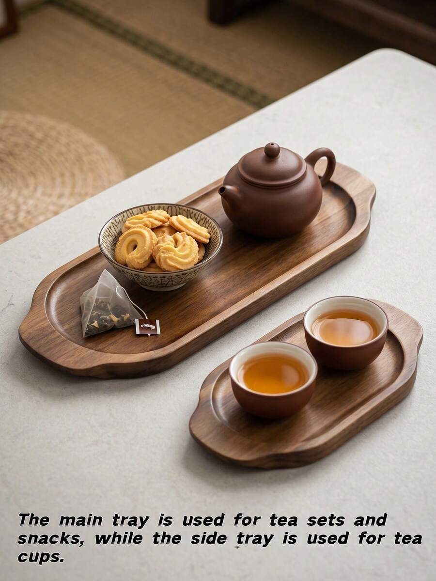 椭圆形把手木质托盘,可盛放坚果和咖啡,带杯托,家居装饰板,精美礼品托盘,适用于客厅、厨房、餐厅、茶室等家居场所,采用优质木材制成,是理想的父亲节礼物。 - 棕色 - 查看 1