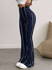 Leggings casuales de mujer con estampado geométrico sexy de primavera - Azul - Ver 5