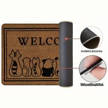 1 pieza Alfombra de cocina de lino con estampado de perro, alfombra, alfombra de baño, felpudo, impresión 3D rectangular, adecuada para sala de estar, dormitorio, pasillo, baño, lavandería - Alfombra de poliéster, decoración del hogar interior y exterior - Multicolor - Ver 8