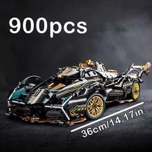 900片限量版超級跑車模型套件－時尚黑金配色－DIY機械組裝－高品質ABS塑料－可堆疊車輛套組－適合積木愛好者、模型製作者與汽車玩具收藏家 - 彩色 - View 3