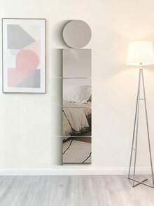 5pcs/Set & 4pcs/Set 45cm*45cm Mirror Wall Stickers, 40cm*40cm Or 20cm*20cm Or 30cm*30cm Acrylic Soft Mirror, Shatterproof Full Length Mirror For Home, Bedroom - Silver - View 2