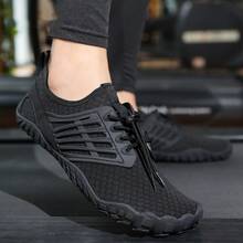1 đôi giày lội nước ngoài trời unisex, giày đi biển bằng lưới thoáng khí, chống trượt. - Đầy đủ màu đen - Xem 5
