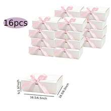 3 Sizes Available, White Gift Box With Lid & Blue Ribbon, Paper Invitation Gift Box For Bridesmaids, Suitable For Wedding, Birthday, Christmas, Party Favors - View 8