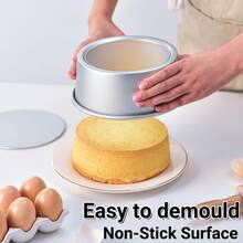 Molde redondo para tartas - Molde de hornear de aluminio antiadherente - Fondo extraíble - Fácil de limpiar - Molde para tartas de queso - Moldes para hornear tartas, mousses y bizcochos para cumpleaños, bodas y Navidad - Varios estilos y colores - Ver 2