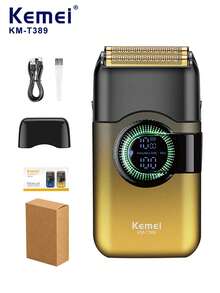 Kemei 1pc KM-T389 Men's Electric Shaver, Portable Reciprocating Shaver, Type-C Fast Charging Long-Lasting Shaver With LED Display, Upgraded Beard Trimmer, Gift For Father/Boyfriend - Multicolor - View 16