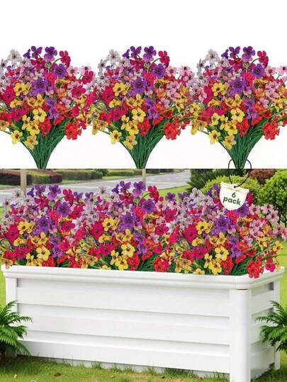 1/6 Pcs 12.59in Artificial Spring & Summer Decorative Flowers, Faux Multicolor Spring Grass & Violet, Perfect For Home Decoration, Wedding Floral Arrangement, Bridal Bouquet, Table Centerpiece, Indoor And Outdoor Decor, Garden Layout And Wall Decoration, Suitable For All Seasons
