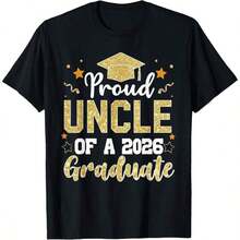 Proud Grandfather Of A Class Of 2026 Graduate, Class Of 2026 Family T-Shirt, Comfortable Loungewear, Everyday Fashion, Party Wear, Unisex Style, Gift T-Shirt, Sizes S - XXXXL, Black - 黑色 13 - 查看 7