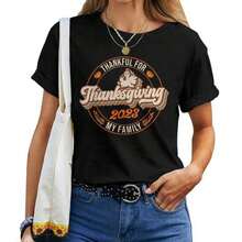 Camiseta para Mujer con Diseño Familiar a Juego para el Día de Acción de Gracias 2023 - Negro - Ver 6