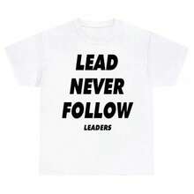 Men's Lead Never Follow Leaders T-Shirt, Vintage Cotton Short Sleeve Oversized Style Streetwear, Soft, Comfortable And Breathable TCBV 3XBS J0BB - 白色 - 查看 1
