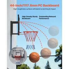 Wall Mount Basketball Hoop, 44-Inch PC Backboard Mounted Basketball Hoop Outdoor With Solid Steel, 0.08 Inch Thickened Backboard, Thickened Woven Nylon Basketballs Net, Indoor & Outdoor Use - 44-inch - View 4