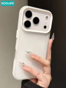 Koolife 1pc White Matte Translucent Phone Case, 2-In-1 PC+TPU Shockproof Protective Cover, Minimalist Matte Texture With Large Camera Frame, Compatible With Iphone 18 Pro/18 Pro Max/17/17 Pro/17 Pro Max/16/15 - White - View 5