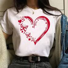 Bestselling T-Shirt 2026: Women's T-Shirt With Watercolor Butterfly Print, Casual Loose Summer Style, Round Neck And Short Sleeves, Aesthetic. - 白色 - 查看 5