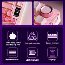 AULA S75pro Custom Mechanical Keyboard, 75% Layout With 80 Keys, Equipped With TFT Screen & Multi‑Function Knob, Triple‑Mode Connection, Gasket Structure, RGB Backlight, Hot‑Swappable, Compact & Portable, 4000mAh Battery, Gradient Pink, Caramel Latte Switch - View 3