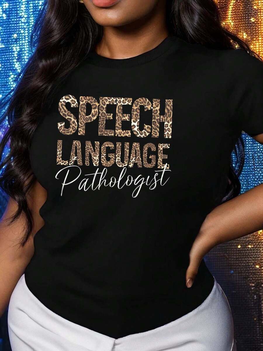 Suave, transpirable y ligera para comodidad durante todo el día. Camiseta de terapeuta del habla para mujer de talla grande - ideal para el lugar de trabajo profesional y el uso diario casual - camiseta de cuello redondo suave y transpirable - ropa lavable a máquina adecuada para terapeutas del habla, terapeutas y maestros. Cuello redondo clásico con un corte relajado que favorece todas las formas del cuerpo y es fácil de combinar con jeans, pantalones cortos y leggings. - Negro - Ver 1