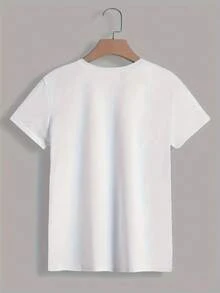 Camiseta casual de primavera/verano con estampado de vaquero, camiseta deportiva de manga corta con cuello redondo, top para mujer. - Blanco - Ver 3