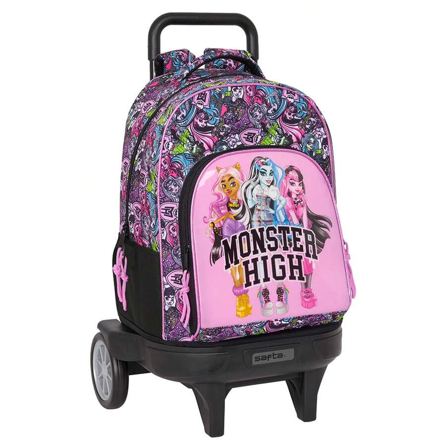 Safta Monster High 大型 Monster High Compact Evolution 兒童拉桿背包,帶可拆卸可清洗內襯,可透過拉鍊連接到拉桿箱,配有頂部提手和身份標籤,均碼 - 免費送貨 ✅ 西班牙大陸 24/48 小時送達 - 選項 12 - 查看 1
