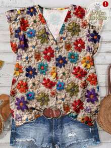 Camisa de mujer con estampado de rayas en estilo náutico, minimalista, universitario y de dinero antiguo, casual y adecuada para el verano y principios del otoño.Camisa de mujer con estampado de rayas en contraste rojo, azul y blanco en estilo náut - Multicolor 3 - Ver 6