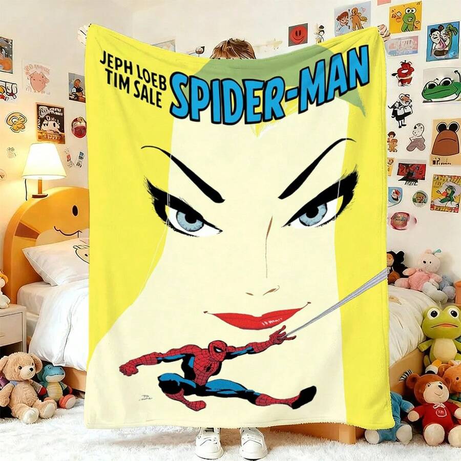 1pcs Marvel S Pider-Man: Blue Jeph Loeb Tim S Ale Fleece Blanket Versatile Multi-Purpose Soft Cozy Hero Throw Blanket For Sofa Bed Living Room Couch Travel Camping Office Nap Car Decorative Warm Cartoon Plush Blanket Fans Gift - Multicolor - View 1