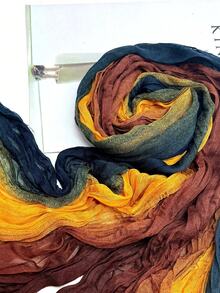 1pc Fashion Pleated New Floral Colorblock Scarf, Autumn/Winter Stylish Decorative Shawl - Multicolor - View 11