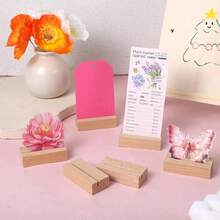 1 pieza Soporte de madera para tarjetas de visita, soportes para tarjetas para exhibición, base de escritorio para calendario, foto, menú, tarjeta de hotel, etiqueta publicitaria, para tienda minorista, hogar, boda, fiesta - A - Ver 8