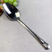 1 pieza/2 piezas/3 piezas Cuchara de servir de acero inoxidable - Tamaño grande, cuchara de metal ergonómica para autoservicio, adecuada para hoteles, cafeterías, uso doméstico y picnics al aire libre, elegante - Plateado - Ver 4