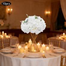 WOBENFOG 10Pcs Artificial Flower Ball, Artificial Flower Balls For Wedding Centerpieces,  15.7" White Fake Flower Ball Arrangement Bouquet For  Wedding Party Home Decor - 白色 - 查看 9