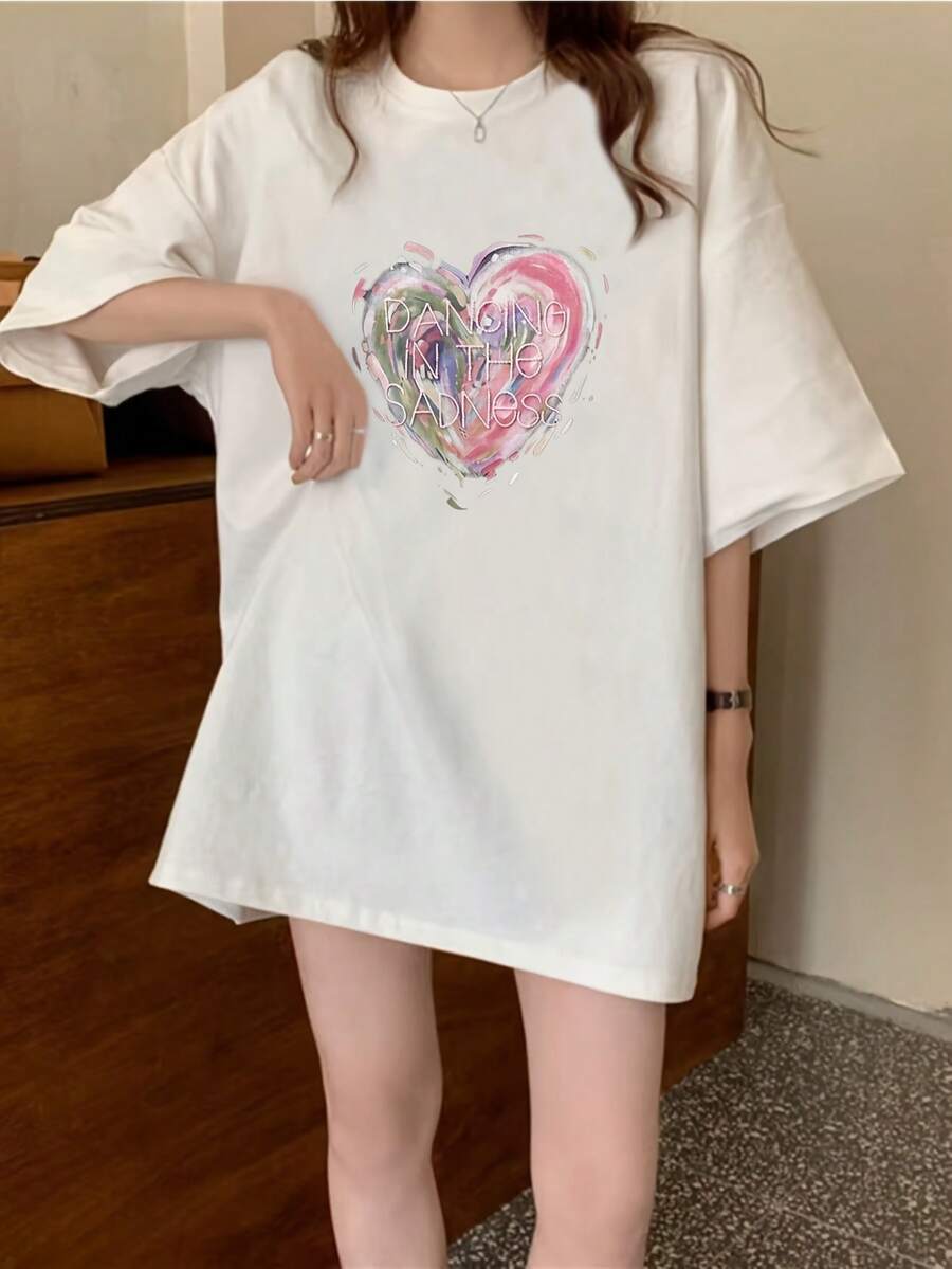 Modern And Minimalist Clothing Of Excellent Quality On - Women's Casual Sport Style T-Shirt, Short Sleeve, Made Of Sweat-Absorbing Fabric, Combined With A Printed Design, Modern And Versatile For Sports, Casual Daily Wear And Various Occasions, Casual Women's Top For Everyday Wear. - 白色 - 查看 1