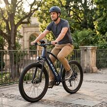 Electric Bike For Adults 740w Motor, 26" Tire Ebike For Mountains, Snow, Sand, Road WithHydraulic Suspension, 680mm Wide Curved Handle Aluminium Sand - 白色 - 查看 4