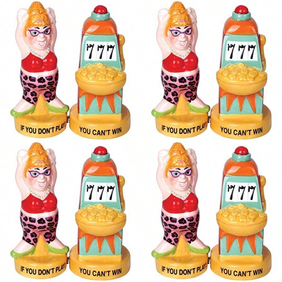 Pacific Giftware Lucky Casino Slot Machine Winner Ceramic Magnetic Salt and Pepper Shaker Set - Multicolor - Ver 1