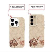 1pc TPU Material Graceful Apricot Lace Intimate Deer Pattern Phone Case Compatible With Apple 17 Pro Max/17/16 Pro Max/15/13/12/11, S20 FE/A15/S24/A55, Note 11/Note 12/Note 13 Pro, Full Coverage Anti-Fall Soft Protective Cover - White - View 7