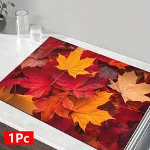 1pc Maple Leaf Pattern Printed Absorbent Dish Drying Mat, Espresso Machine Countertop Absorbent Mat, Sink Drain Mat, Soft Faucet Absorbent Mat, Sink Cup Mat, Home Decor, Kitchen & Bathroom Accessories - Multicolor - View 13