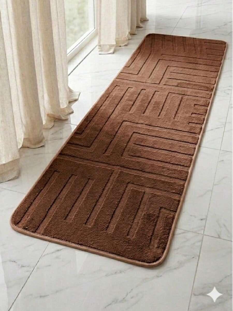 Luxury Runner Rug 2.00m X 60cm – Geometric Design With Reinforced Bias Binding. Beautiful And Non-Slip. - 鏽棕色 - 查看 1