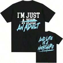 "I'm Just A Kid" T-Shirt By SIMPLE PLAN, Graphic Design, Summer T-Shirts With Round Neck, Short Sleeve, Cotton, Unisummer Clothing For Women - 黑色 - 查看 7