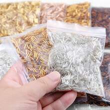1/3 túi hạt cườm thủy tinh hình ống 4x1/6x1mm, màu vàng và bạc, dùng để làm đồ trang sức thủ công, thêu, vòng tay, vòng cổ, bông tai. - Hạt hình ống dài - Xem 2