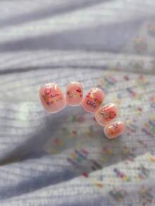 1 Stück süße 5D geprägte selbstklebende englische Buchstaben Nagelkunst Aufkleber und Dekorationen - Damen Mädchen Frühling Sommer Nagelstudio Zubehör - Verschiedenfarbig - Übersicht 5