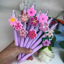 5/10 piezas Bolígrafo de bola con flor prensada, bolígrafo de bola con estilo aleatorio de flor de cerezo, escritura suave, adecuado para escuelas, oficinas, recompensas de aula, regalos ideales para el inicio de la temporada escolar, escritorio de oficina, suministros de oficina, suministros escolares - A - Ver 3