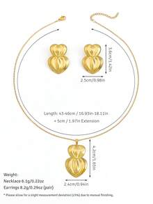 1/3 Sets Gold Tone Women Necklace Set, Gold Jewelry Combo Including Heart Necklace Set, Bow Necklace Set, Geometric Earrings Set, Necklace And Earrings Matching Design, Vintage Elegant Vibe, Made Of High-Quality Stainless Steel, Waterproof, Hypoallergenic, Fade-Resistant - Multicolor - View 4